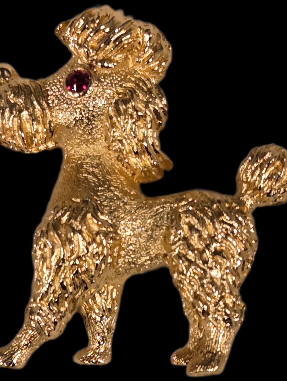 #137 - Christian Dior Pin Brooch Toy Poodle Dog Motif Rhinestone Gold - Picture 9 of 10
